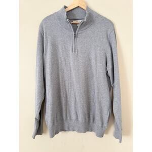 Hawker Rye Cotton Cashmere Men's Sweater L Gray Quarter-Zip Warm Thin